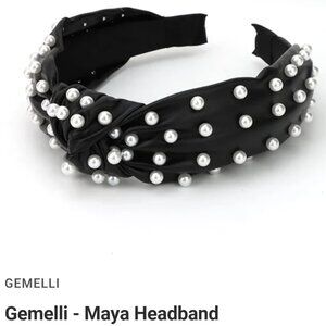 Gemelli - Maya Headband, Black with Faux Pearls